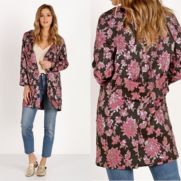 For Love and Lemons Luella Layering Coat Metallic Jacquard